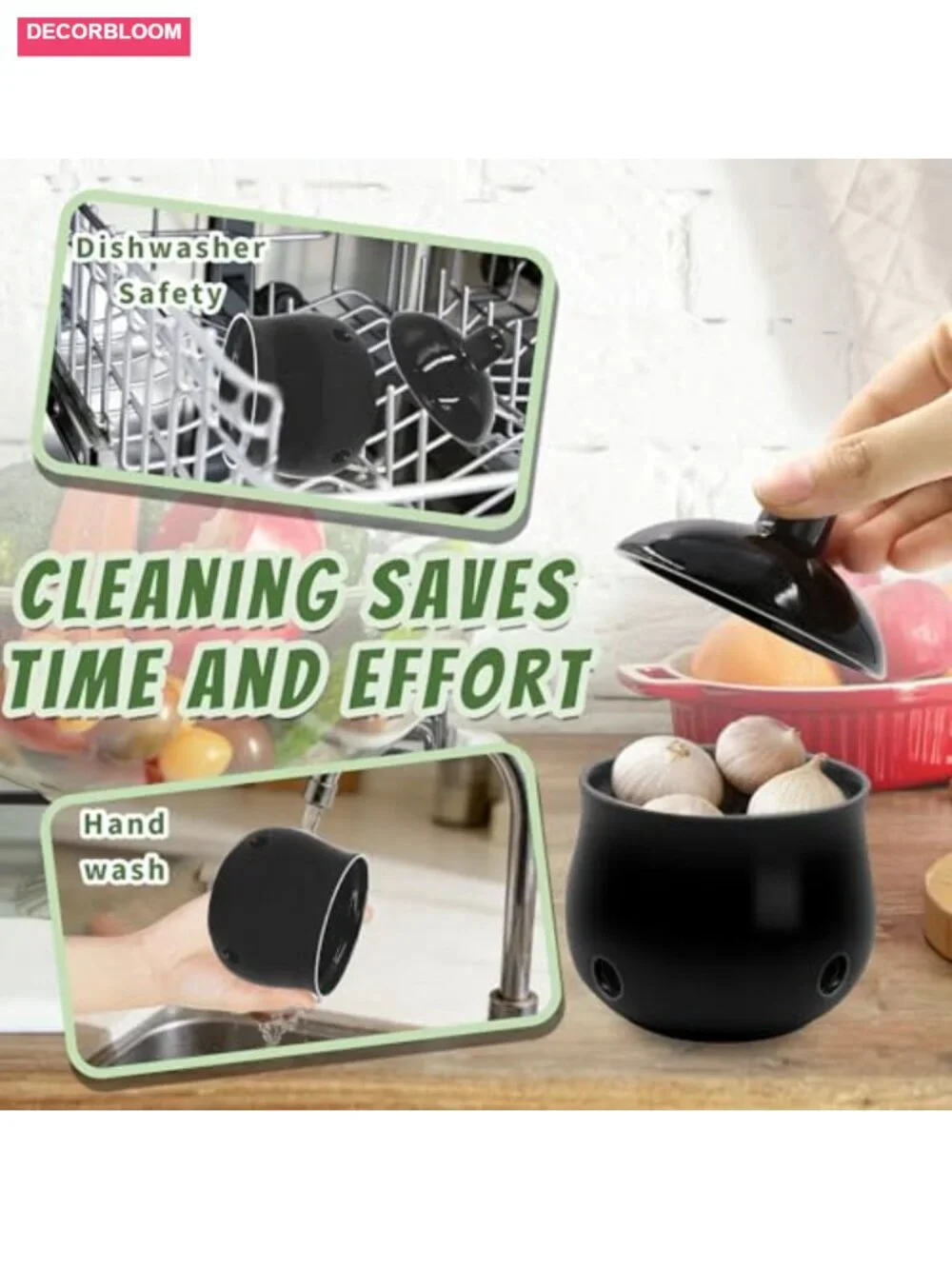 Ceramic Garlic Keeper with Lid - Fresh Storage Jar for Counter